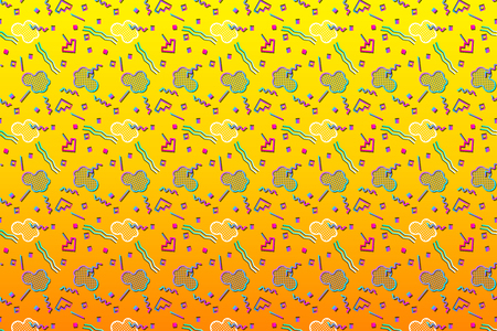Abstract background with 80s memphis style pattern and vibrant psychedelic colorsのイラスト素材