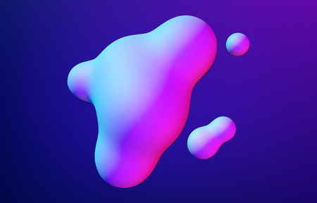 Abstract 3d fluid metaball shape with purple balls slime in motion and synthwave or 80s retrowave styleのイラスト素材