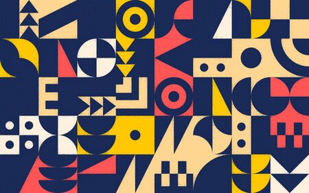 Geometric retro pattern with 30s styled shapesのイラスト素材