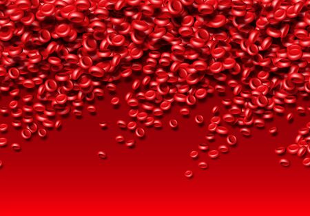 Blood cells or red erythrocites flowing in abstract scientific background with medical or health themeのイラスト素材