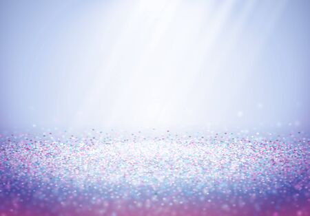 Abstract shiny blue and purple glitter background with sun or light rays in winter room for Christmas holidays greeting cardのイラスト素材