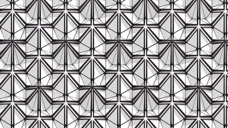 Abstract 3D background with fantasy luxury pattern of black and white plastic and metallic triangular polygons. 3D illustrationの写真素材