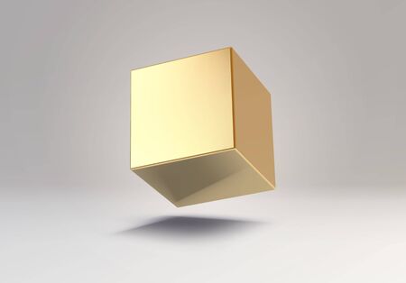 3D vector element or simple isolated golden shape. Shiny object with reflections made of gold.のイラスト素材