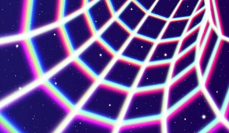 Neon tunnel in space with 80s styled lazer lines for futuristicのイラスト素材