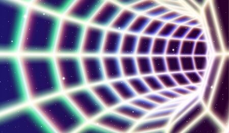 Neon tunnel in space with 80s styled lazer lines for futuristic abstract retro backgrounds and music...