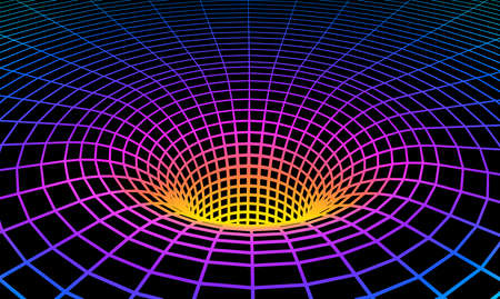 Black hole scheme with gravity grid as scientific abstract backgroundのイラスト素材
