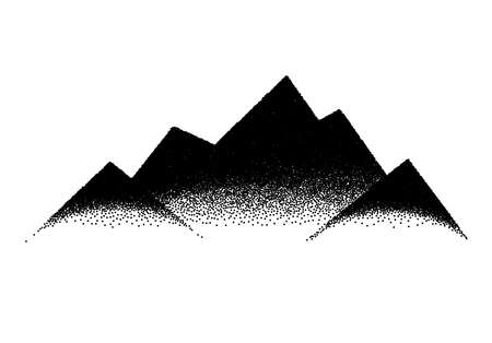 Abstract background with mountains sign or emblem in dotwork or tattoo retro styleのイラスト素材