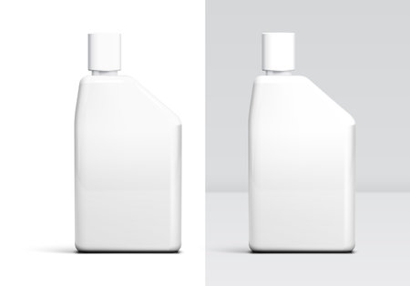 Plastic bottle mockup for cleaner, shampoo, disinfectant or another householding hygiene item. Template with white container and separate shadows and light groups for editing.のイラスト素材