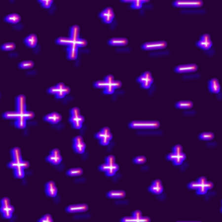 Neon seamless pattern with 80s style shapes and glowing purpleのイラスト素材