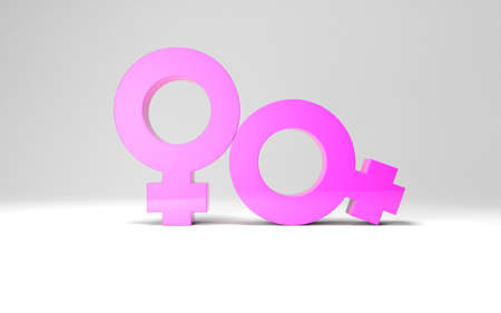 Gender signs illustration for lgbt themed background with two sexual female couple symbols. 3D gender signs for pride month or same sex marriage greeting cards. 3D illustrationの写真素材