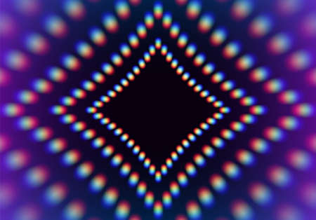 Abstract neon square with grid of glowing lightsのイラスト素材