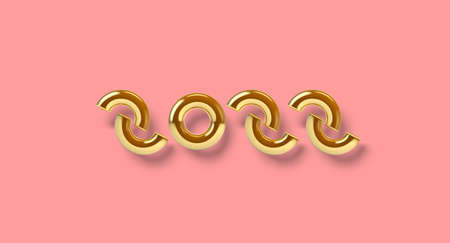 2022 New Year sign with abstract golden letters. 3D illustration