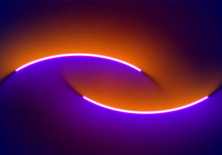 Neon illumination background in Halloween style. Abstract 80s or synthwave backdrop with orange and...
