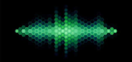 Audio or music shiny sound waveform with hexagonal filter