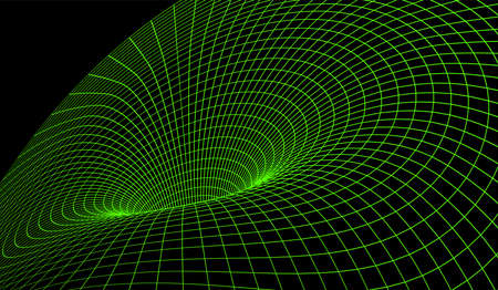 Black hole background with distorted gravity grid for scientific presentation or abstract background.のイラスト素材