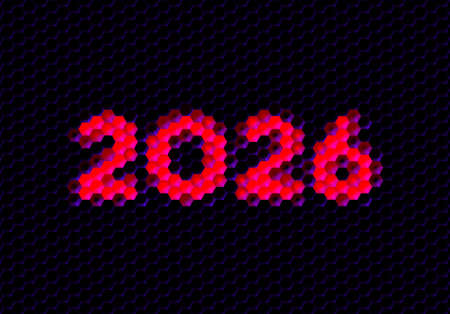 Sign of the 2026 year with hex pixel grid. New Years number or digits for holiday eve celebration card or calendar.のイラスト素材