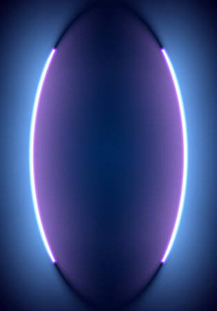 Neon illumination background. Abstract 80s or synthwave styled backdrop with blue and purple lamp on the wallpaper.のイラスト素材