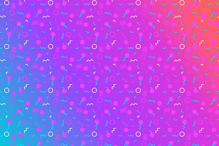 Abstract background with 80s aethetic geometics style pattern and vibrant psychedelic colorsのイラスト素材