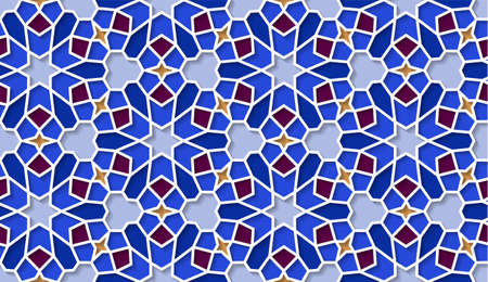 Arabic seamless girih pattern with classic islamic culture ornament. Colorful tiled background with...