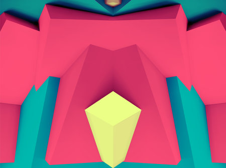 Abstract geometric background with colorful 3D shapes or architectural forms for booklet or video conference backdropのイラスト素材