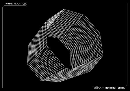 Abstract 3d wireframe shape or basic element with open edge. Science and technology geometric...