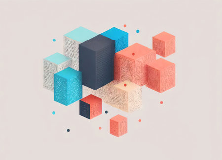Data sorting concept with blocks and graphs. Big data manipulation, collecting and management...