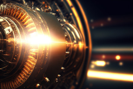 Industrial abstract background with machinery details. Shiny metal equipment concept.