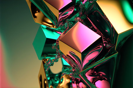 Abstract background with free 3D golden shapes, flowing and melting in surreal motion. Soft...