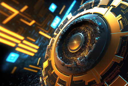 Technology abstract with shiny elements. HUD background with scientific and tech or data interface...