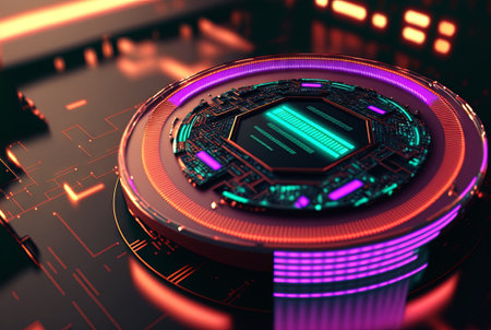 Technology abstract with shiny elements. HUD background with scientific and tech or data interface concept. Generated AIの素材