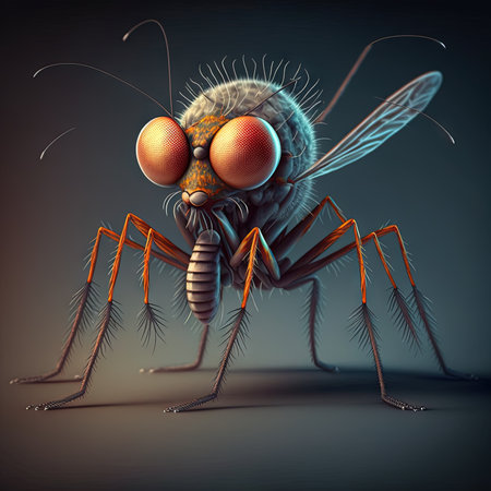 Tiny insect monster. Abstract flying creature or funny bug with cute face. Generated AIの素材