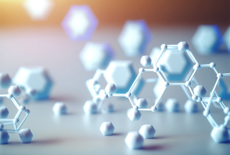 Abstract scientific background with hexagonal pattern. Technology and science abstraction with hex cells. Generated AIの素材