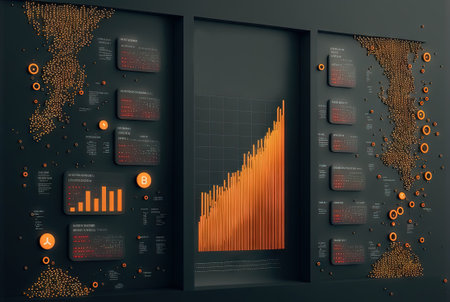 Abstract data graph concept with data clusters and particles. Digital sorting and management concept for business and finance. Generated AIの素材