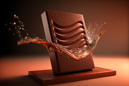 Chocolate bar with a splash of hot cocoa drops.の素材