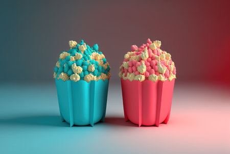 A box of popcorn. Movie theater themed popcorn package. Generative AIの素材