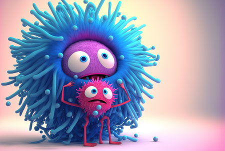 Monster hugging the child. Cute scene with mother monster love. Generated AIの素材