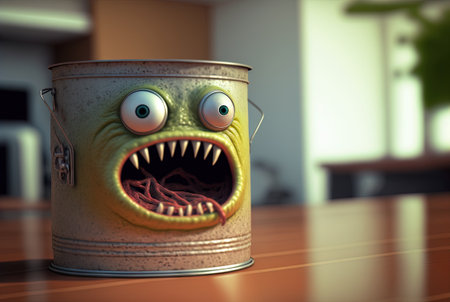 Monster can. Alluminium can with paint as a cute character. Generated AIの素材