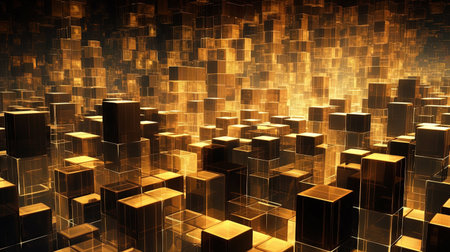 Abstract background with structure of cubes. Colorful cubes texture for technology backdrop. Generated AIの素材