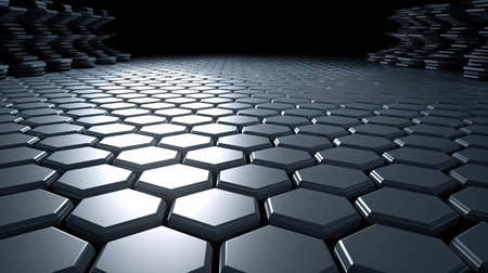 Abstract background with hexagonal tiles. Tech styled hex pattern. Generated AIの素材