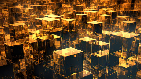 Abstract background with structure of cubes. Colorful cubes texture for technology backdrop. Generated AIの素材