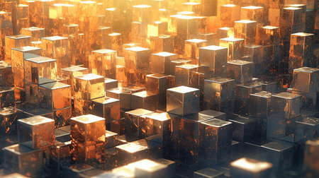 Abstract background with structure of cubes. Colorful cubes texture for technology backdrop. Generated AIの素材