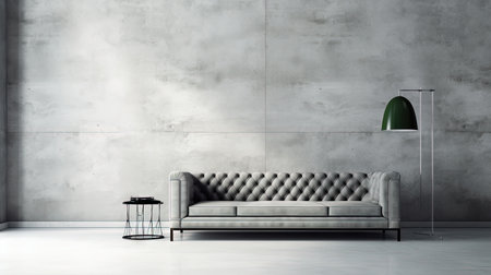 Interior with sofa in modern design. Wide couch in the contemporary room. Generated AIの素材