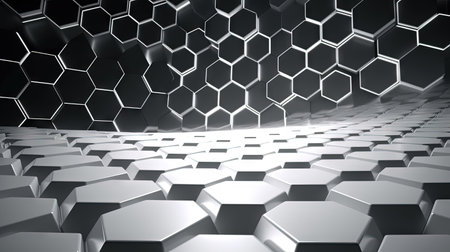 Abstract background with hexagonal tiles. Tech styled hex pattern. Generated AIの素材