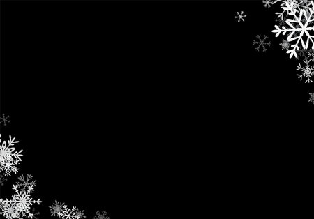 Christmas background with falling snowflakes. Winter holiday background or frame with pattern of layered snow.のイラスト素材