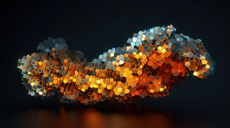 Cloud shaped technology abstraction. Connection and data storage concept. Generated AIの素材