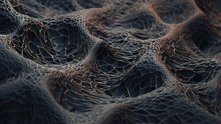 Scientific abstraction with futuristic textured tissue waves. Tech background with close-up wave bio texture. Generated AIの素材