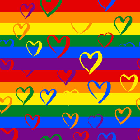 Gay pride rainbow colored pattern with hearts for Valentines Dayのイラスト素材
