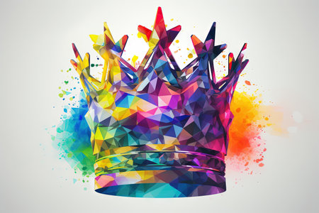 Colorful crown in the style of watercolor paint and ink splash or strokeの素材