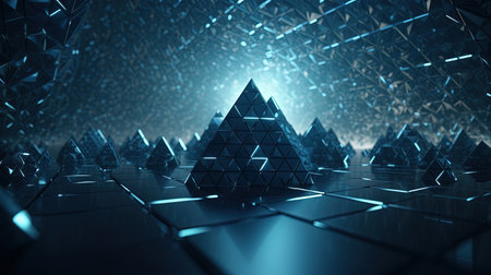Abstract background with structure of neon triangles and technology styleの素材