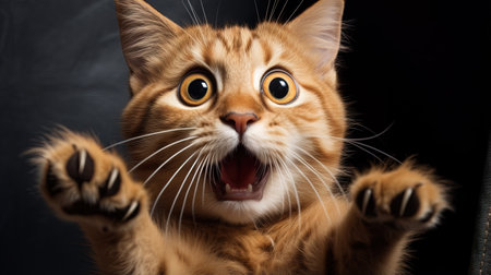 Funny cat with surprised face expression. A cute kitten asks in surprise where the treats areの素材